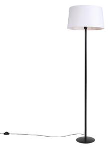Lampă de podea neagră cu abajur din in alb 45 cm - Simplo