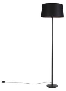 Lampă de podea neagră cu abajur din in neagră 45 cm - Simplo