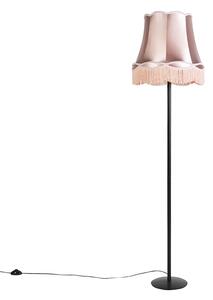 Lampă de podea retro neagră cu abajur roz de tip bunică 45 cm - Simplo