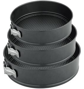 Set 3 tavi metalice rotunde Pufo Cookie pentru copt prajituri, cu baza detasabila
