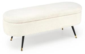 Bancheta pentru hol AVEIRO, stofa buclata crem, 120x46x40 cm