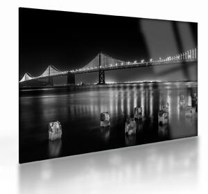 Tablou pe sticlă - pod albnegru (70x50 cm)
