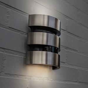 LUTEC Lampă de perete exterioară cu senzor LED MAYA, oțel inoxidabil, înălțime 18 cm,, Metalic, Oțel inoxidabil, Modern