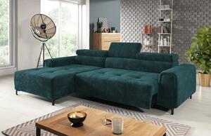 Coltar VOLTA MINI, sezlong stanga, stofa catifelata verde inchis - Mon