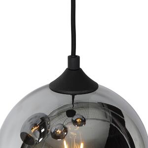 Lampa suspendata inteligenta neagra cu sticla fumurie cu 4 WiFi A60 - Wallace