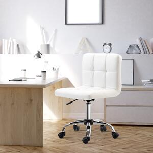 HOMCOM scaun rotativ din piele sintetica, 46x51x76-88cm, alb | Aosom RO