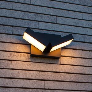 LUTEC Lampă de perete exterioară cu LED TWISTO, gri închis, lățime 15 cm, IP65, Gri, Aluminiu, Modern