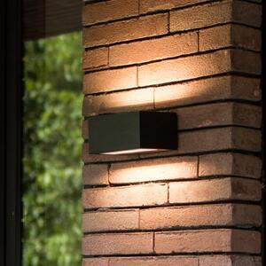 LUTEC Lampă de perete pentru exterior cu LED GEMINI, negru, 14 cm, IP54, lumină, Negru, Aluminiu, Modern, Perete unghiular