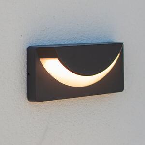 LUTEC Lampă de perete pentru exterior cu LED LUPS, gri închis, lățime 23 cm, IP54, Gri, Aluminiu, Modern, Perete unghiular