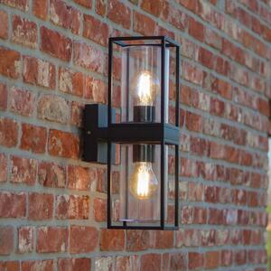 LUTEC Aplică de exterior FLAIR, negru, 39 cm, 2 x E27, IP44, reglabil, Negru, Aluminiu, Modern, Perete unghiular