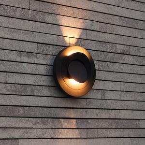 LUTEC Lampă de perete exterioară cu LED MOOV, gri închis, Ø 21 cm, metal, IP54, Gri, Aluminiu, Modern