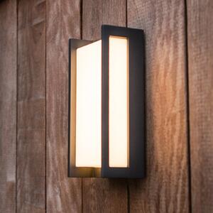 LUTEC Lampă de perete exterioară cu LED QUBO, gri închis, înălțime 22 cm, metal, IP54, Gri, Aluminiu, Modern