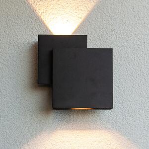 LUTEC Lampă de perete exterioară cu LED RIALTO, negru, 20 cm, IP44, lumină, Negru, Aluminiu, Modern, Priză de perete sus / jos