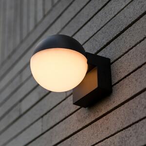 LUTEC Lampă de perete exterioară cu LED LOOMA, gri închis, Ø 10 cm, metal, IP54, Gri, Aluminiu, Modern, Perete rotund