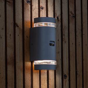 LUTEC Lampă de exterior cu senzor FOCUS ROUND, gri închis, 2 x GU10 IP44, reglabil, Gri, Aluminiu, Modern