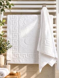 Prosop de picioare alb optic 50x70 cm, 100% bumbac, 600 g/mp, Greek Border