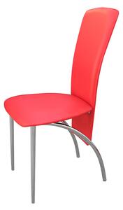 Scaun bucatarie Nora Chrome, Rosu piele ecologica