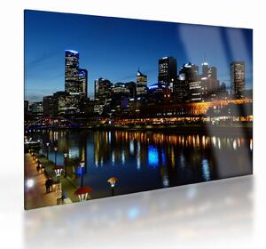 Tablou pe sticlă cu noaptea în Melbourne (70x50 cm)
