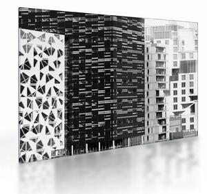 Tablou pe sticlă cu arhitectura alb neagră (70x50 cm)
