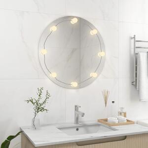 Oglindă de perete cu lumini LED, sticlă, rotundă