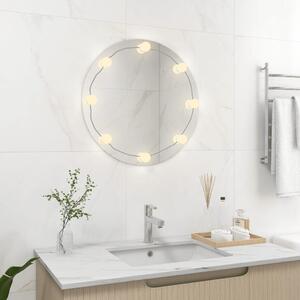Oglindă de perete cu lumini LED, sticlă, rotundă