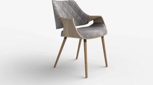 Scaun tapitat K396, stejar/gri, stofa catifelata/placaj, 56x55x77 cm