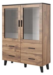 Vitrina LOTTA, stejar wotan/negru, PAL, 120x45x160 cm