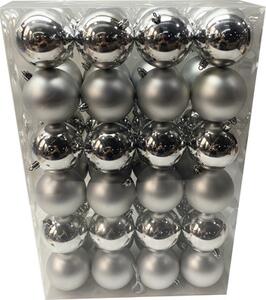 Pachet globuri din plastic, ø 8 cm, argintiu