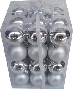 Pachet globuri din plastic, Ø 6 cm, argintiu, 36 buc