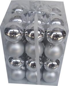 Pachet globuri din plastic, Ø 6 cm, argintiu, 36 buc