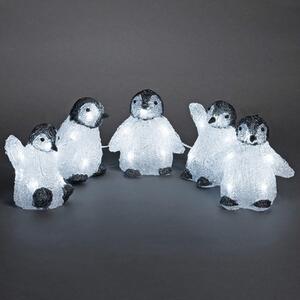 Set ghirlandă luminoasă mini pinguini, 5 buc, alb rece