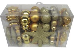Pachet globuri plastic, 104 buc, auriu