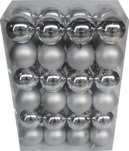 Pachet globuri din plastic, ø 8 cm, argintiu