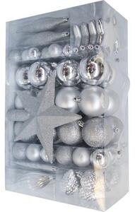 Pachet mix globuri plastic, 104 buc, argintiu