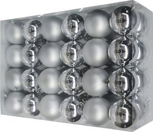 Pachet globuri din plastic, ø 8 cm, argintiu