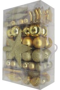Pachet globuri plastic, 104 buc, auriu