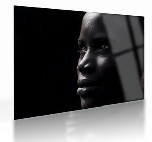 Tablou pe sticlă - Femeie africană (70x50 cm)