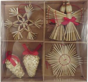 Decorațiuni Lafiora din paie cu agățătoare 10 cm 16 buc