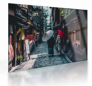 Tablou pe sticlă - Plimbare prin Tokio (70x50 cm)