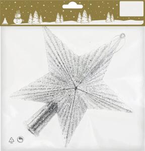 Decorațiune vârf de brad stea cu agățătoare 18x19 cm argintiu