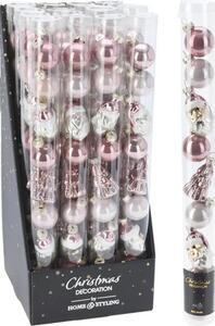 Set globuri Crăciun sticlă Ø 3 cm roz 9 buc