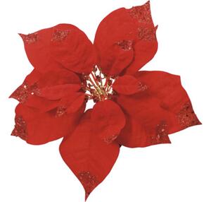 Decorațiune Poinsettia cu clips 25 cm roșu