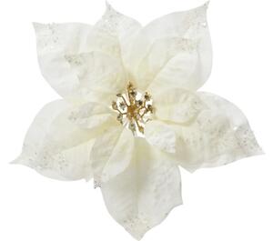 Decorațiune Poinsettia cu clips 25 cm alb
