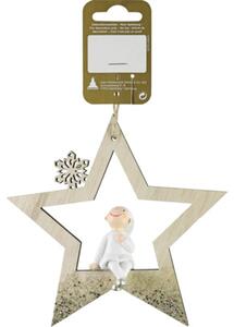 Decorațiune Stea cu figurină cu agățătoare 13,5 cm argintiu