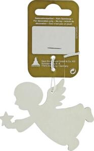 Decorațiune Înger cu agățătoare lemn 6x8 cm alb
