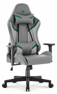 Scaun ergonomic de gaming HC-2002, cu o capacitate de încărcare de 150 kg – gri cu detalii verzi