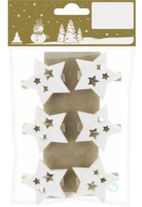 Set clipsuri stele 4 cm lemn alb 6 buc