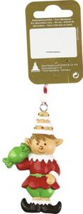 Decorațiune elf cu bomboană cu agățătoare 4,5x8 cm verde