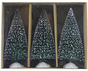 Set decorațiune brazi H 12,5 cm verde/alb 3 buc