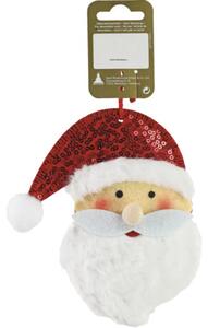 Decorațiune Moș Crăciun cu agățătoare 12x14 cm roșu